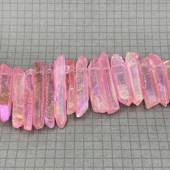 Pink AB Quartz Points Pendants Jewelry Making Supplies - Picture 1 of 1